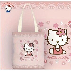 Hello Kitty Canvas Shoulder Tote Bag – Pink Shopper for Work, Travel, Hiking